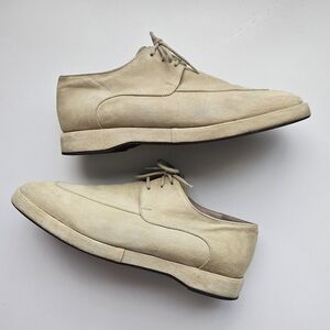 RODIER Vintage Cream Suede Svett Square Menswear Oxford Lace Up Shoes